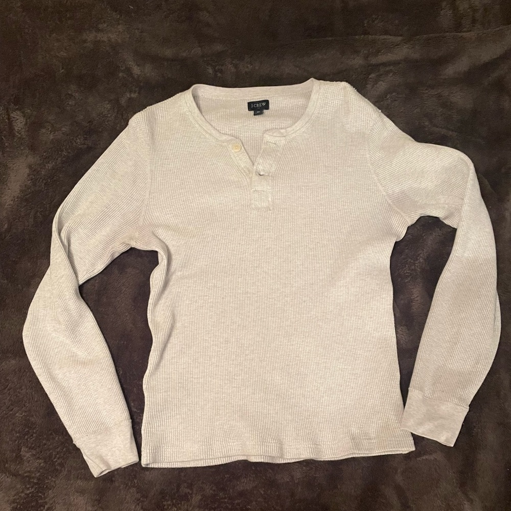 JCREW mens white medium thermal sweatshirt